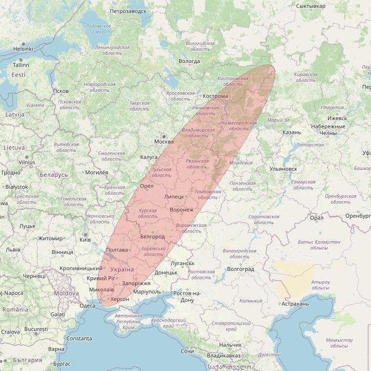 Eutelsat 10B at 10&deg; E downlink Ku-band S051 User Spot beam coverage map