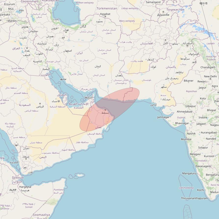 Eutelsat 10B at 10&deg; E downlink Ku-band S058 User Spot beam coverage map