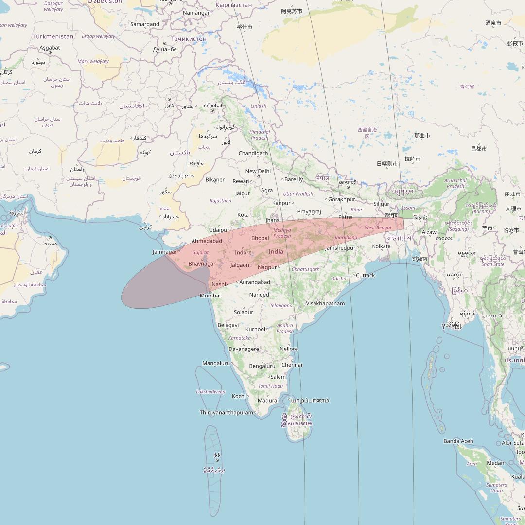Eutelsat 10B at 10&deg; E downlink Ku-band S060 User Spot beam coverage map