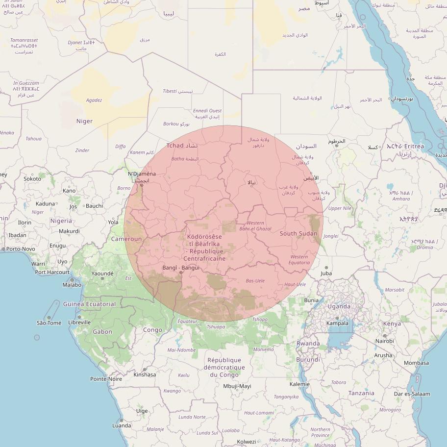 Eutelsat 10B at 10&deg; E downlink Ku-band S118 User Spot beam coverage map