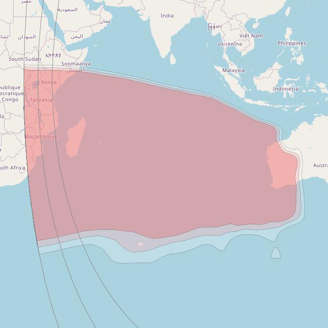 JCSat 110A at 110° E downlink Ku band SIOR beam coverage map