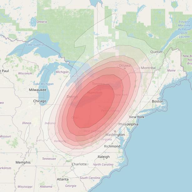 Echostar 10 at 110° W downlink Ku-band Spot NWPennsylvaniaT9 Beam coverage map