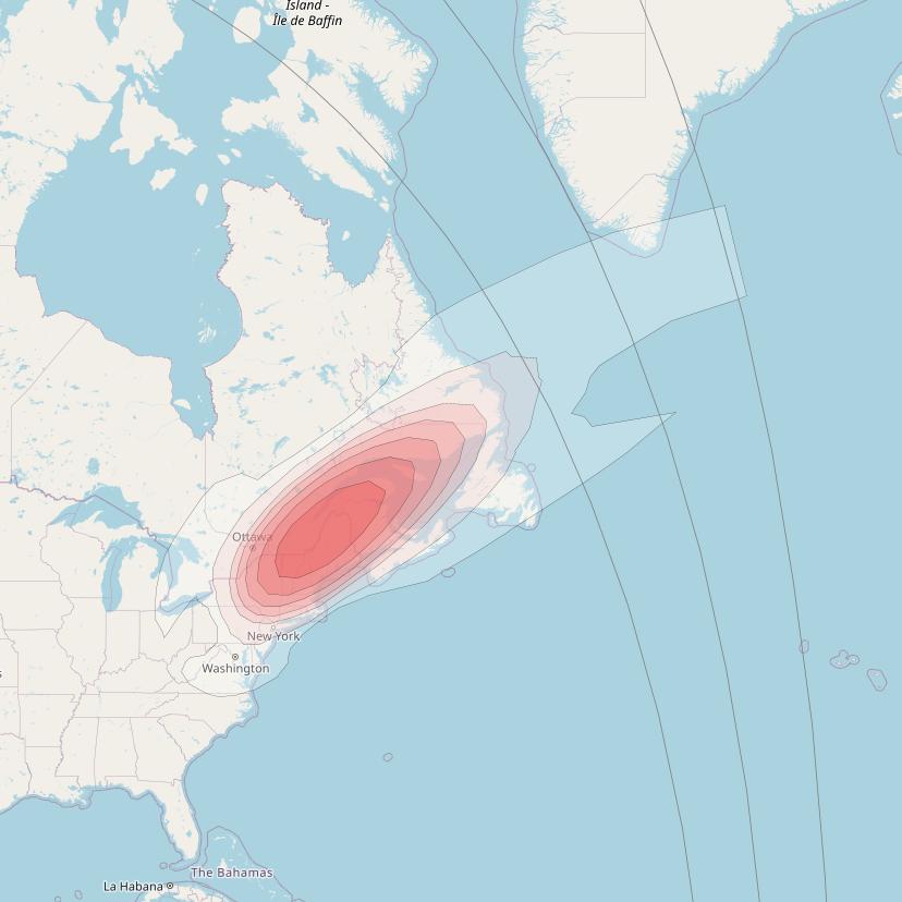 Echostar 10 at 110° W downlink Ku-band Spot NorthMaineT8 Beam coverage map