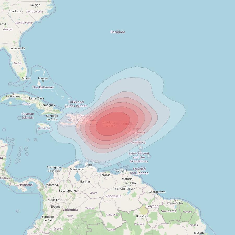 Echostar 10 at 110° W downlink Ku-band Spot PuertoRicoT49 Beam coverage map