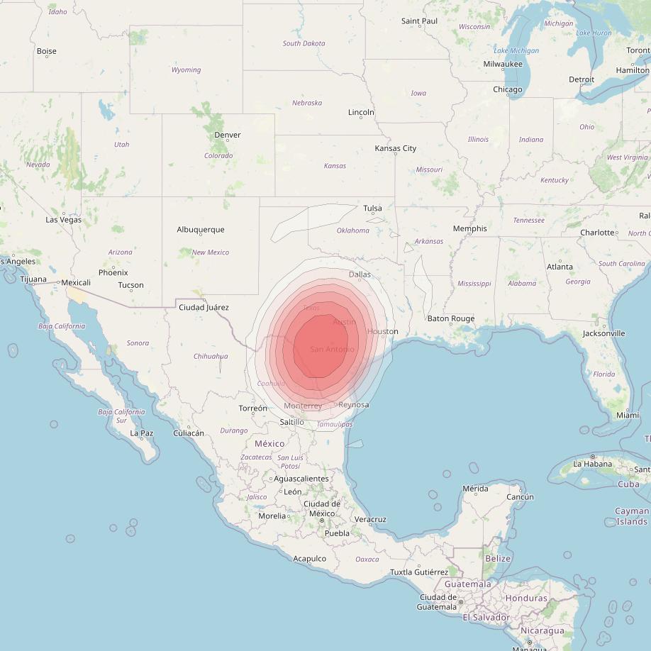 Echostar 10 at 110° W downlink Ku-band Spot SCentralTexasT22 Beam coverage map