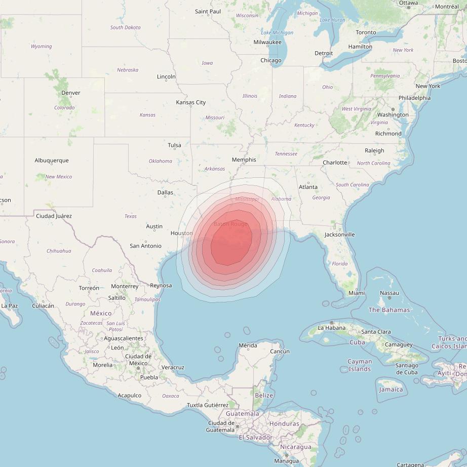 Echostar 10 at 110° W downlink Ku-band Spot SELouisianaT12 Beam coverage map