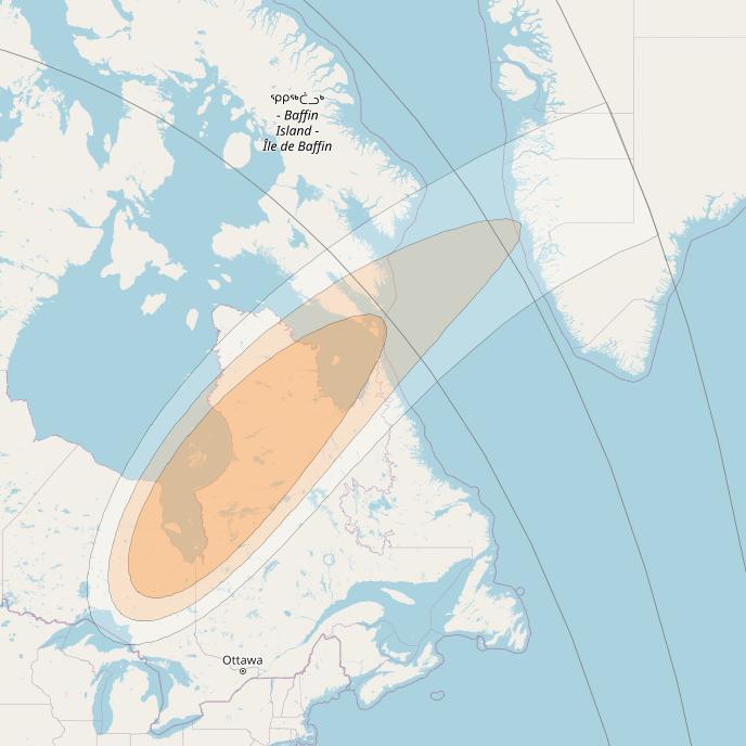 Anik F2 at 111° W downlink Ka-band Spot 11 beam coverage map