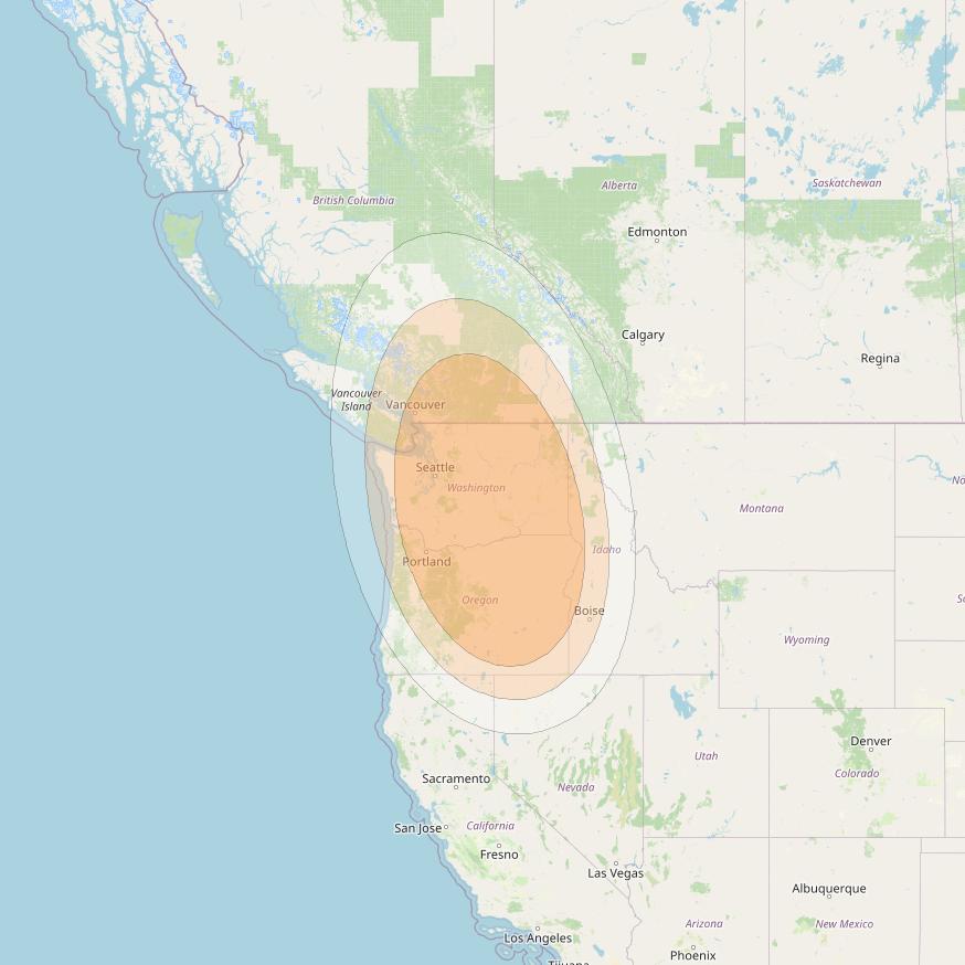 Anik F2 at 111° W downlink Ka-band Spot 12 beam coverage map