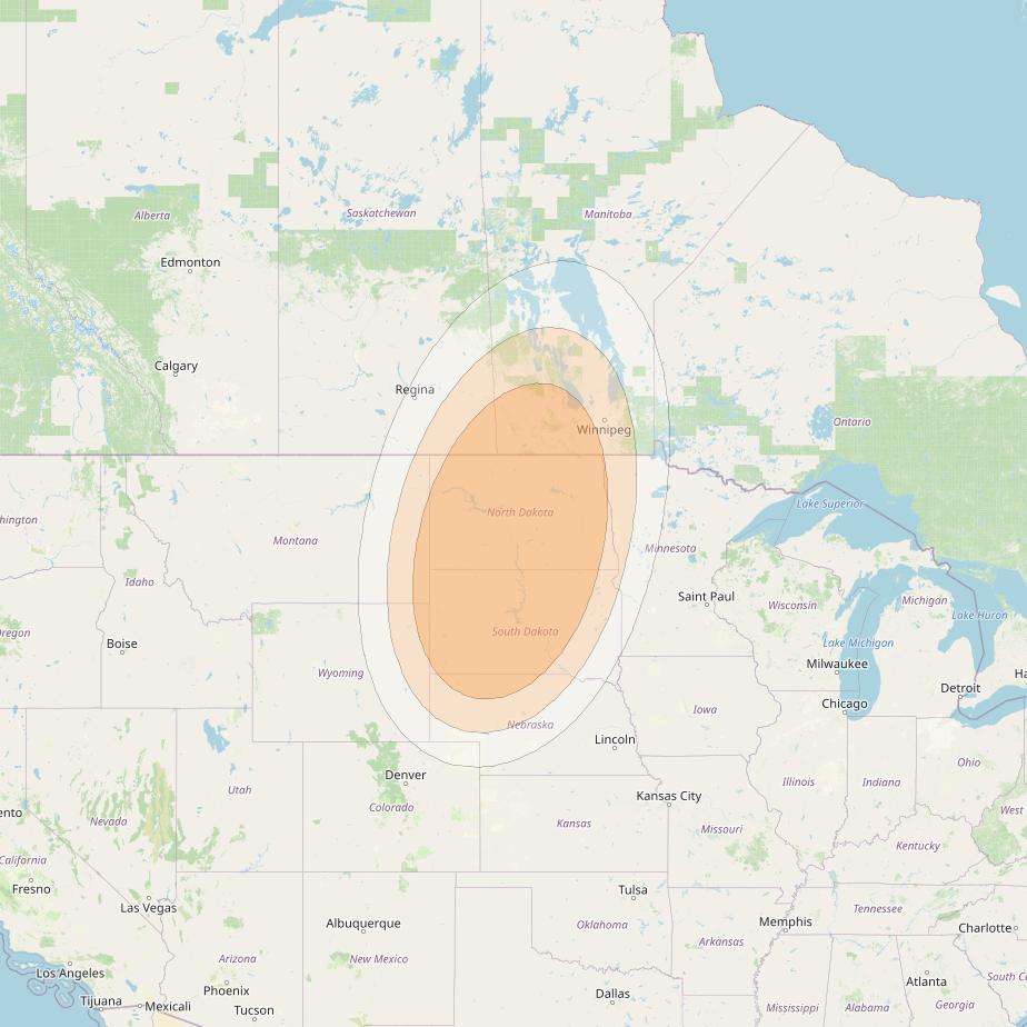 Anik F2 at 111° W downlink Ka-band Spot 15 beam coverage map