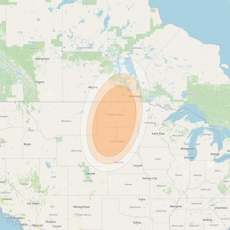 Anik F2 at 111° W downlink Ka-band Spot 15 beam coverage map