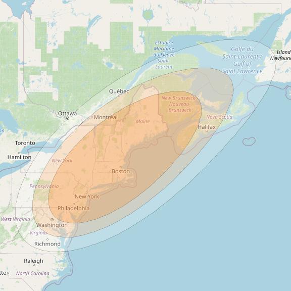Anik F2 at 111° W downlink Ka-band Spot 29 beam coverage map