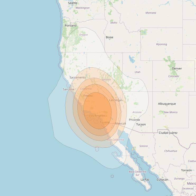 Anik F2 at 111° W downlink Ka-band Spot 30 beam coverage map