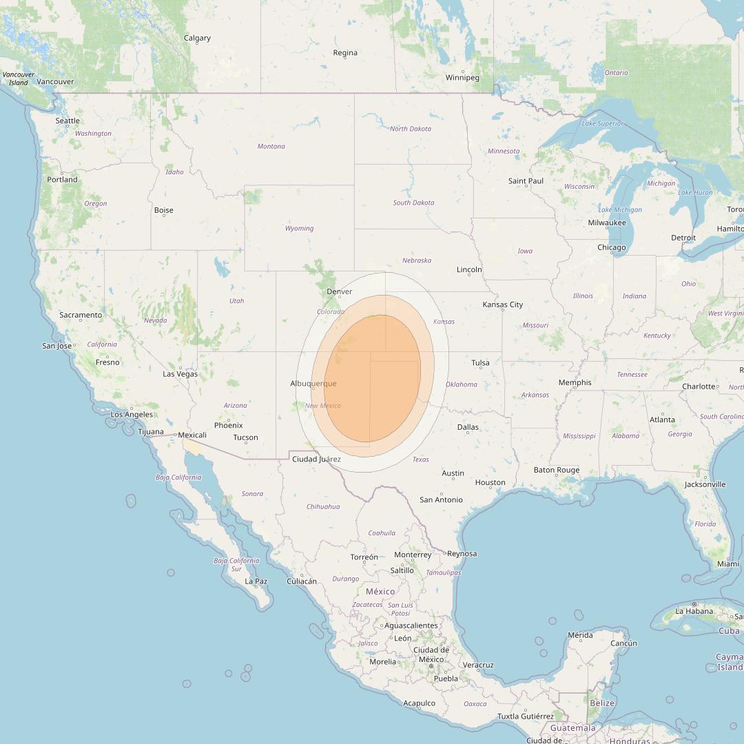 Anik F2 at 111° W downlink Ka-band Spot 33 beam coverage map