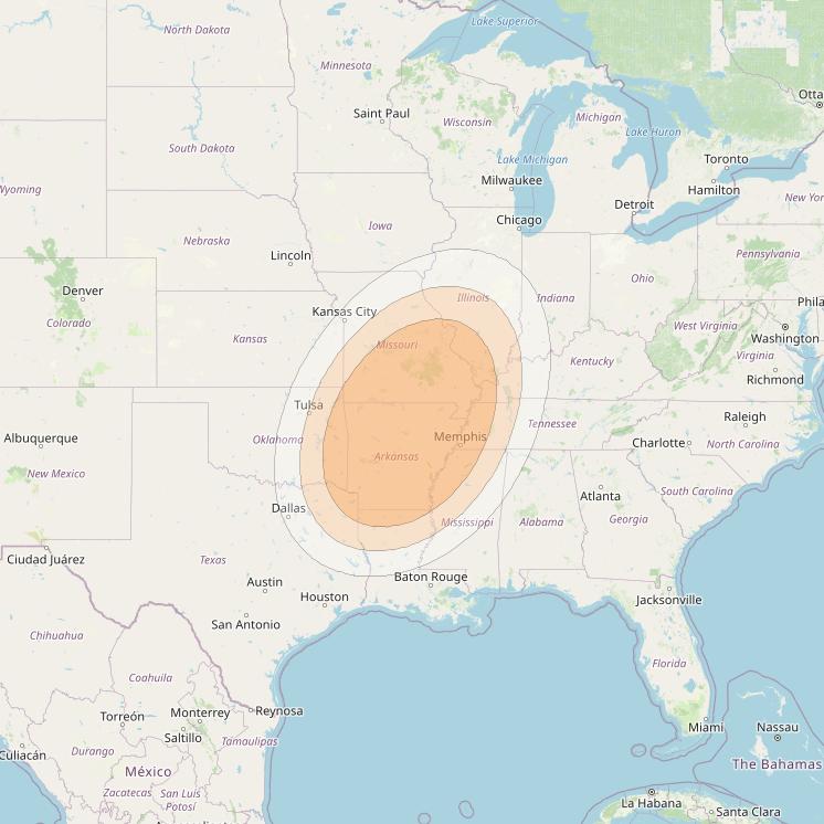 Anik F2 at 111° W downlink Ka-band Spot 35 beam coverage map