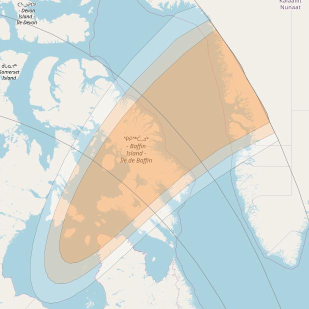 Anik F2 at 111° W downlink Ka-band Spot 4 beam coverage map