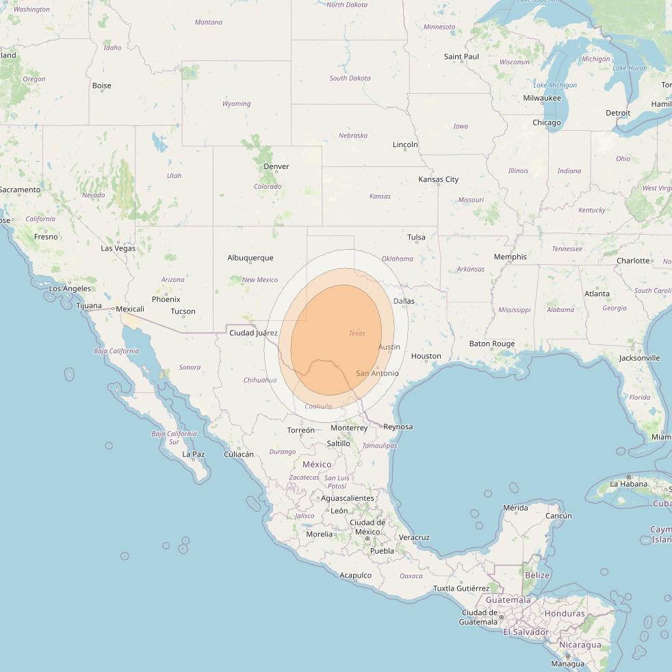 Anik F2 at 111° W downlink Ka-band Spot 40 beam coverage map