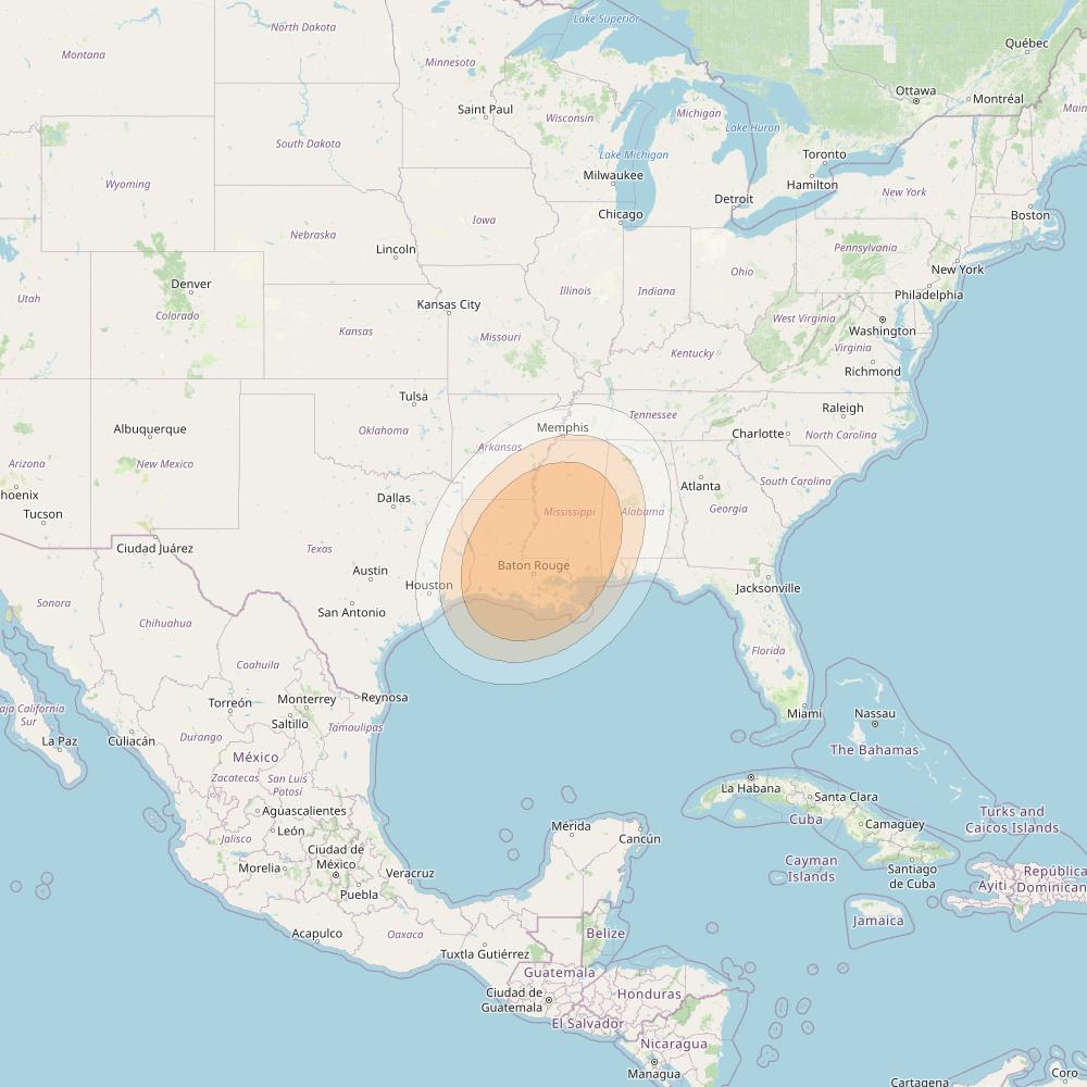 Anik F2 at 111° W downlink Ka-band Spot 42 beam coverage map