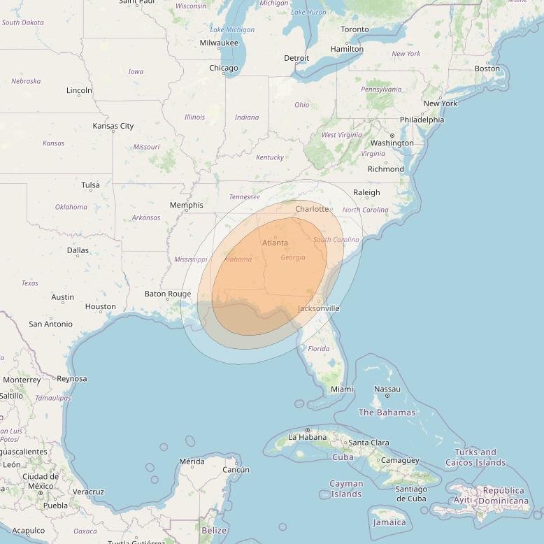 Anik F2 at 111° W downlink Ka-band Spot 43 beam coverage map