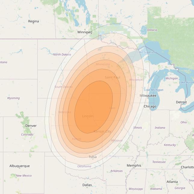 Wildblue 1 at 111° W downlink Ka-band Spot 113 (APA2GW27) beam coverage map