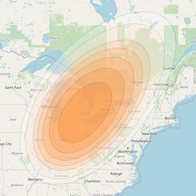 Wildblue 1 at 111° W downlink Ka-band Spot 115 (APA2GW35) beam coverage map