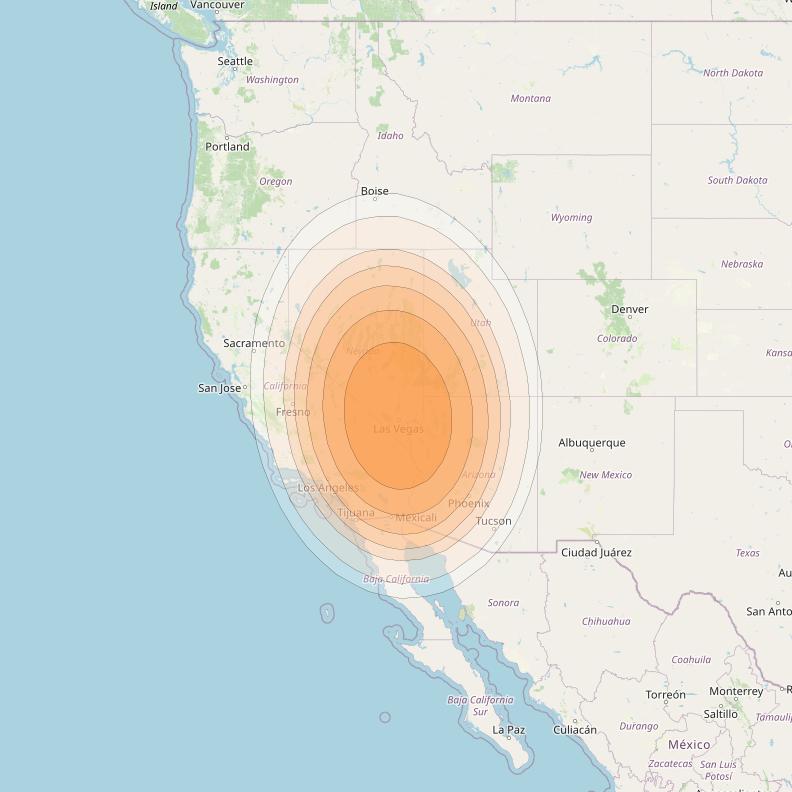 Wildblue 1 at 111° W downlink Ka-band Spot 119 (APA8GW11) beam coverage map