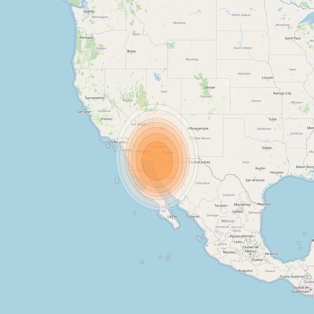 Wildblue 1 at 111° W downlink Ka-band Spot 128 (APA2GW1) beam coverage map