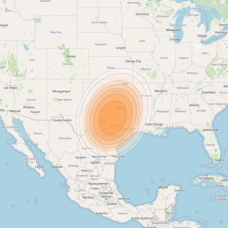 Wildblue 1 at 111° W downlink Ka-band Spot 131 (APA3GW6) beam coverage map