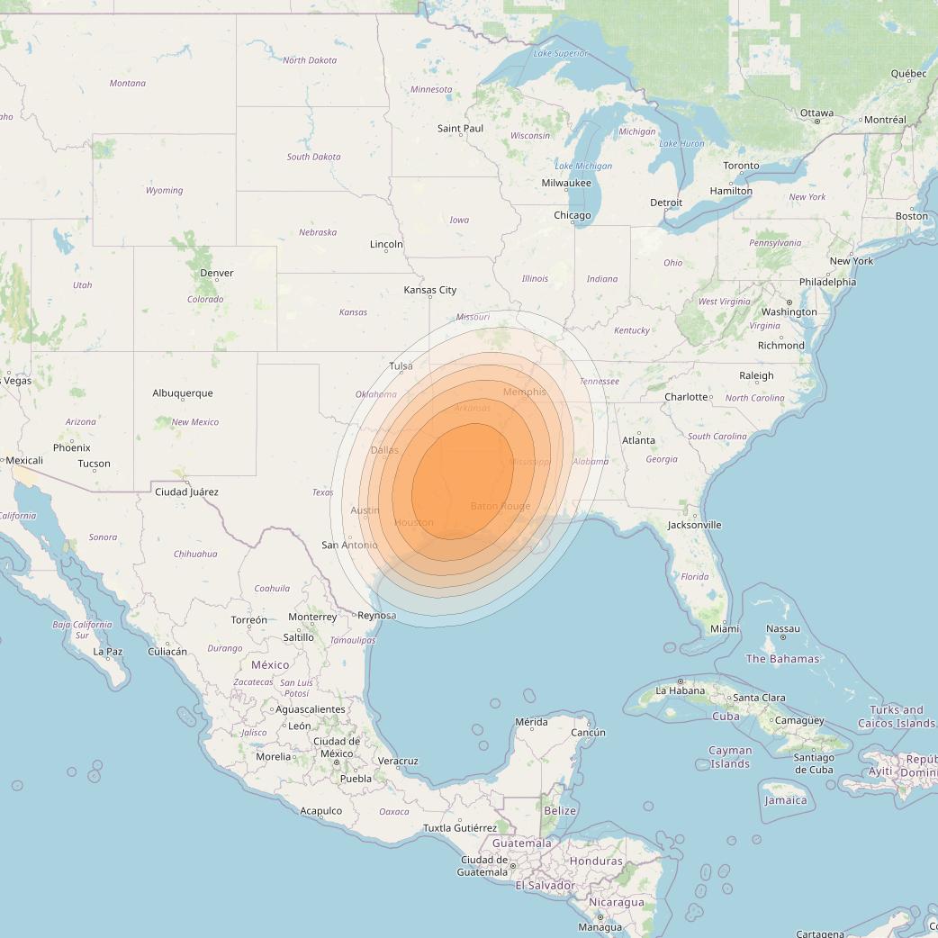 Wildblue 1 at 111° W downlink Ka-band Spot 132 (APA1GW6) beam coverage map