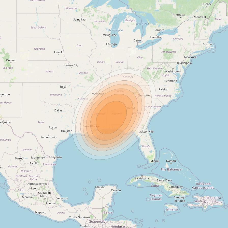 Wildblue 1 at 111° W downlink Ka-band Spot 133 (APA4GW6) beam coverage map