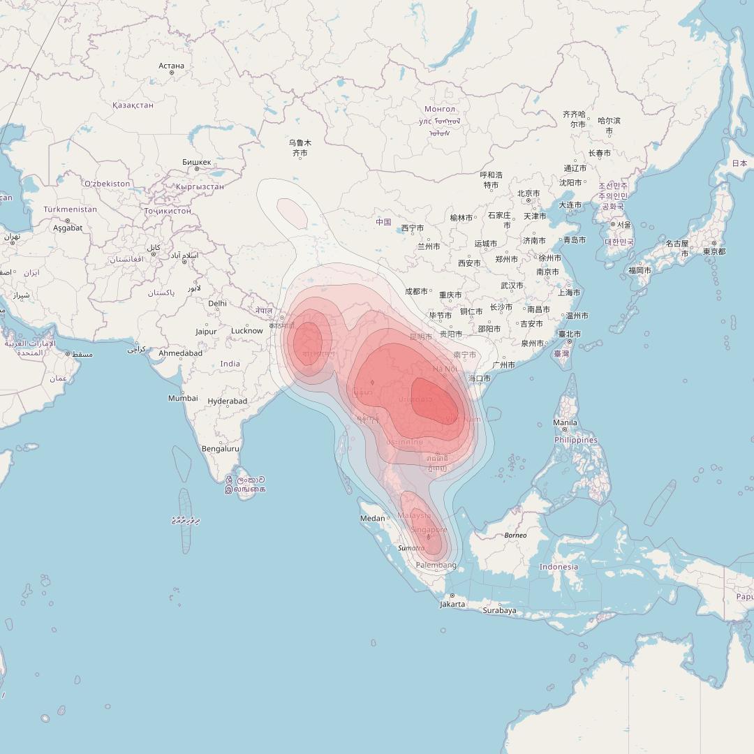 Koreasat 5A at 113° E downlink Ku-band Indochina beam coverage map