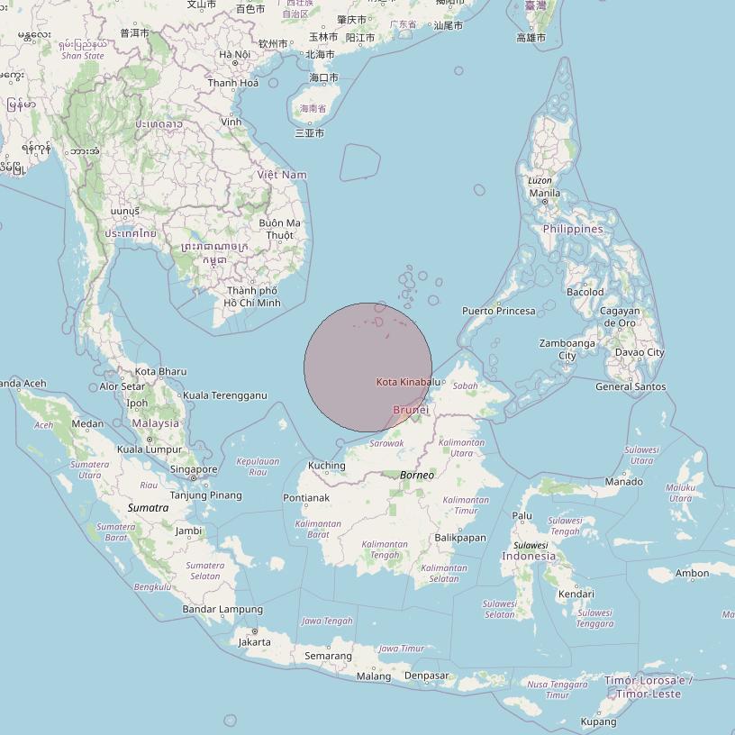 Telkomsat 113BT at 113&deg; E downlink Ku-band S05 User Spot beam coverage map
