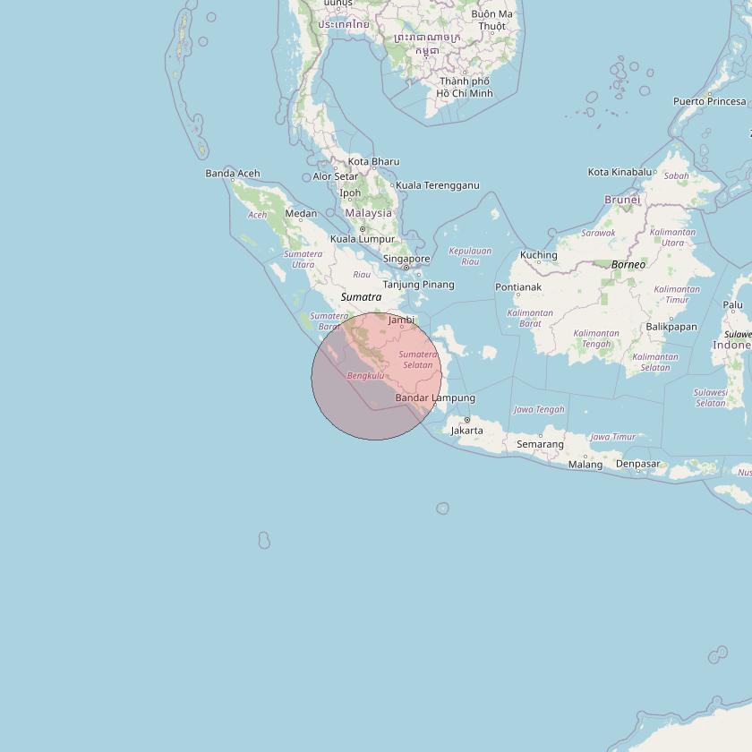 Telkomsat 113BT at 113&deg; E downlink Ku-band S07 User Spot beam coverage map