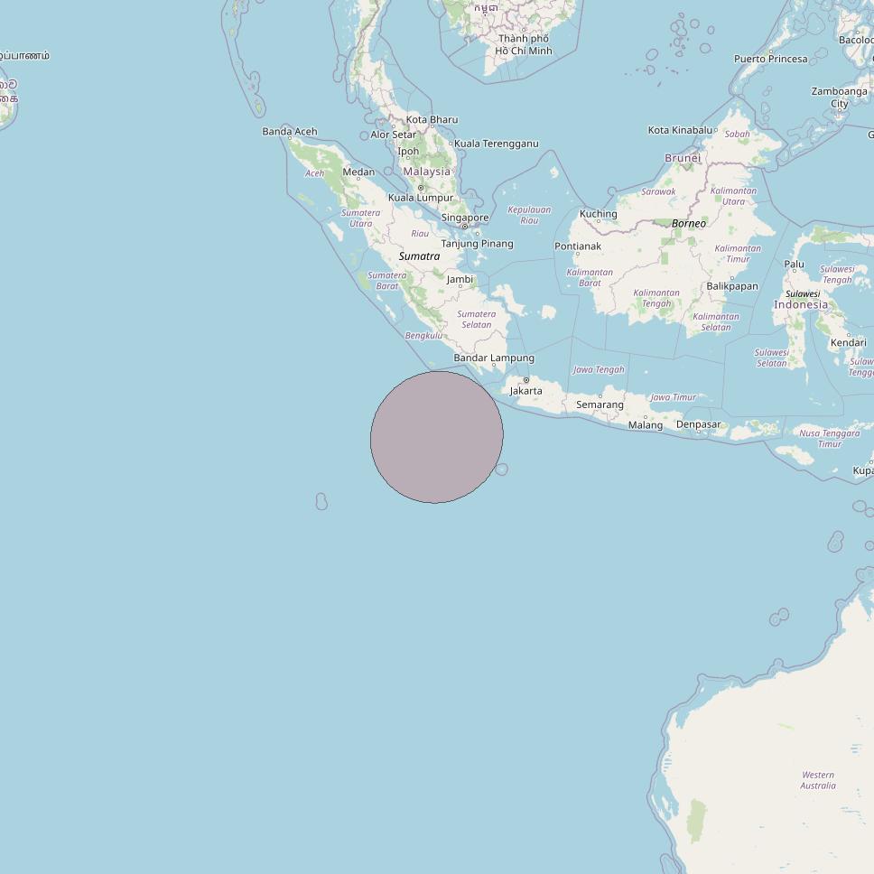 Telkomsat 113BT at 113&deg; E downlink Ku-band S08 User Spot beam coverage map