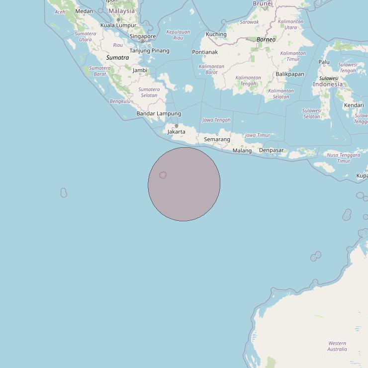 Telkomsat 113BT at 113&deg; E downlink Ku-band S12 User Spot beam coverage map