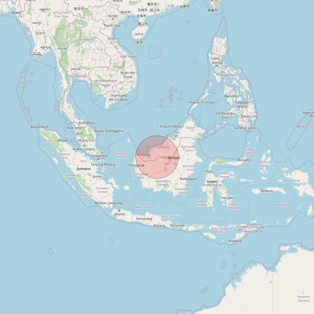 Telkomsat 113BT at 113&deg; E downlink Ku-band S13 User Spot beam coverage map
