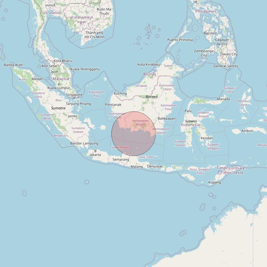 Telkomsat 113BT at 113&deg; E downlink Ku-band S14 User Spot beam coverage map