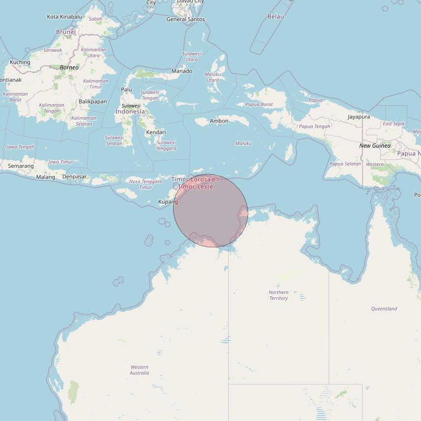 Telkomsat 113BT at 113&deg; E downlink Ku-band S26 User Spot beam coverage map