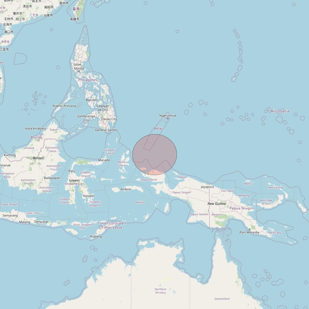 Telkomsat 113BT at 113&deg; E downlink Ku-band S27 User Spot beam coverage map