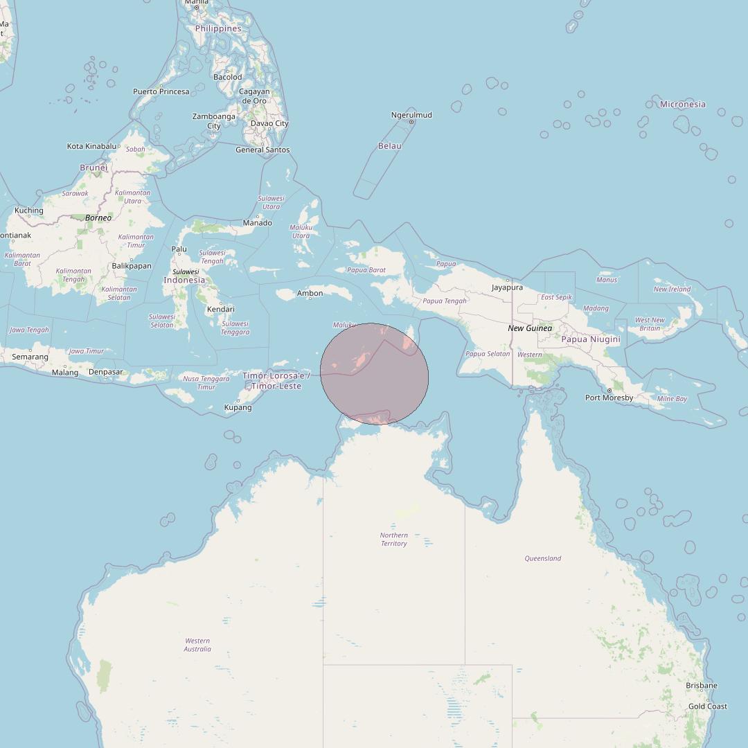 Telkomsat 113BT at 113&deg; E downlink Ku-band S29 User Spot beam coverage map