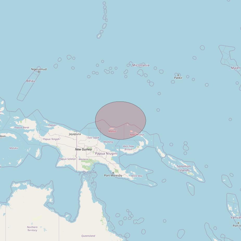 Telkomsat 113BT at 113&deg; E downlink Ku-band S38 User Spot beam coverage map