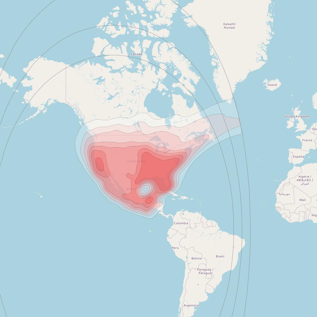 Eutelsat 113 West A at 113° W downlink Ku-band CONUS Beam coverage map