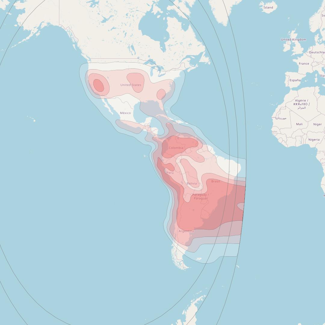 Eutelsat 113 West A at 113° W downlink Ku-band Continental Beam coverage map
