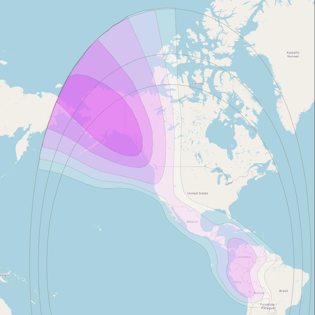 Eutelsat 115 West B at 115° W downlink C-band Wide beam coverage map