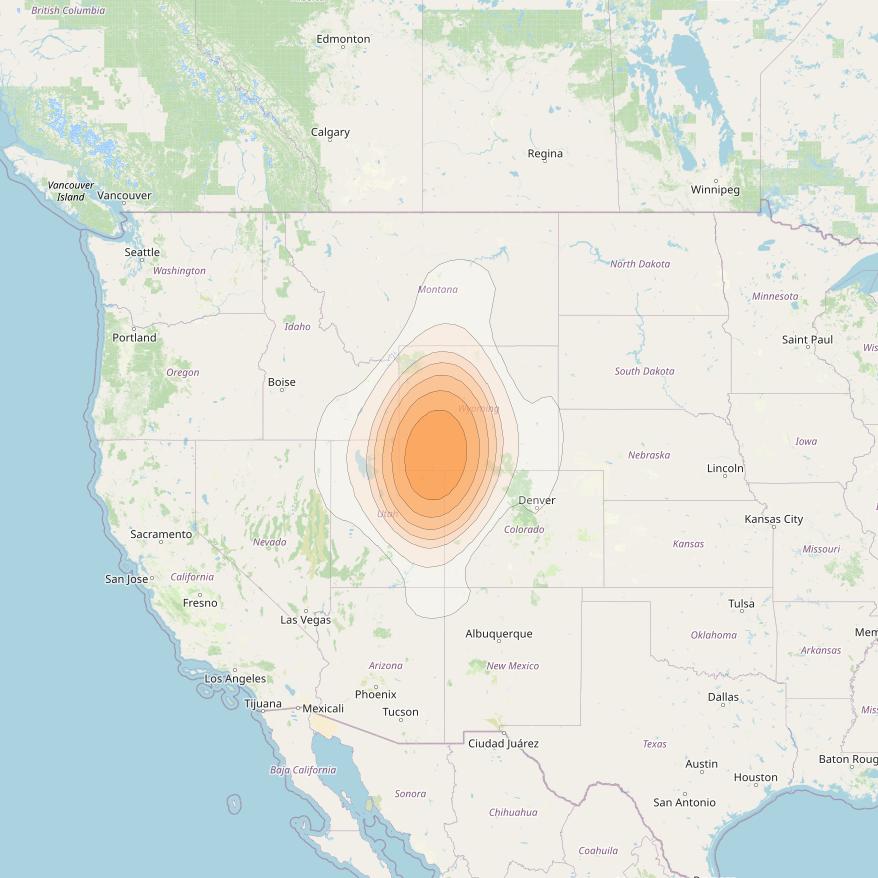 ViaSat 1 at 115° W downlink Ka-band Gateway G11DR beam coverage map