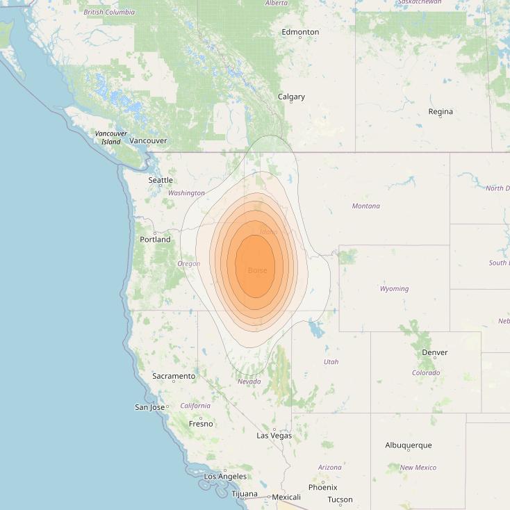 ViaSat 1 at 115° W downlink Ka-band Gateway G12DL beam coverage map