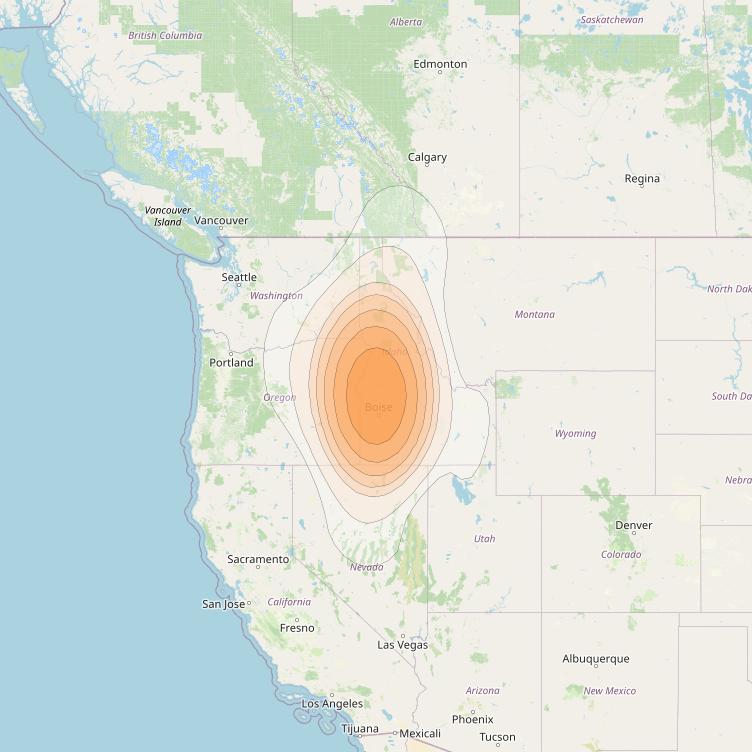 ViaSat 1 at 115° W downlink Ka-band Gateway G12DR beam coverage map