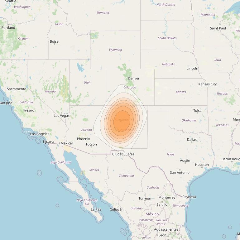 ViaSat 1 at 115° W downlink Ka-band Gateway G5DL beam coverage map