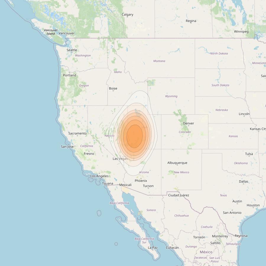 ViaSat 1 at 115° W downlink Ka-band Gateway G7DR beam coverage map