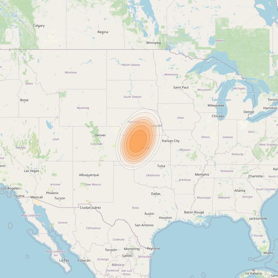 ViaSat 1 at 115° W downlink Ka-band Gateway G8DL beam coverage map