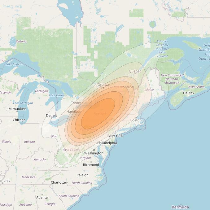 ViaSat 1 at 115° W downlink Ka-band Spot U14DL beam coverage map